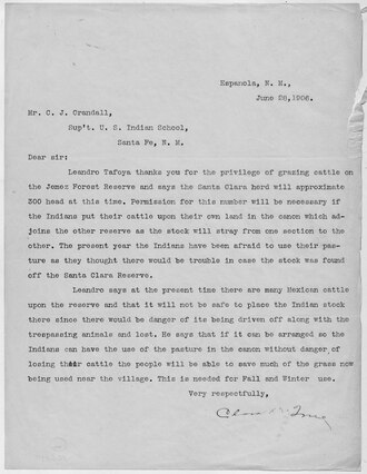 a page of typewritten official correspondence, headed and signed, on aged paper