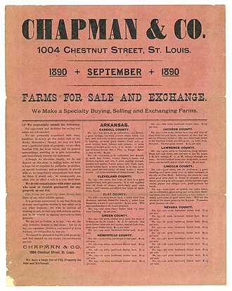 a printed advertising handbill in a foreign alphabet, ruled border, dense small type