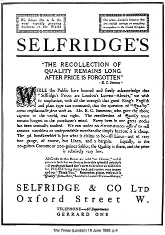 a small rectangular newspaper cutting, a ruled advertisement with a device at its centre