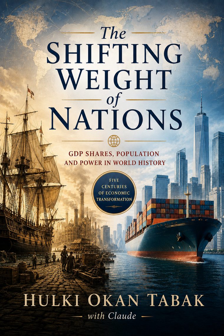 Book cover: a tall sailing ship at a stone quay on the left, a modern container ship and the Manhattan skyline on the right, beneath a faded world map; title in deep navy serif.